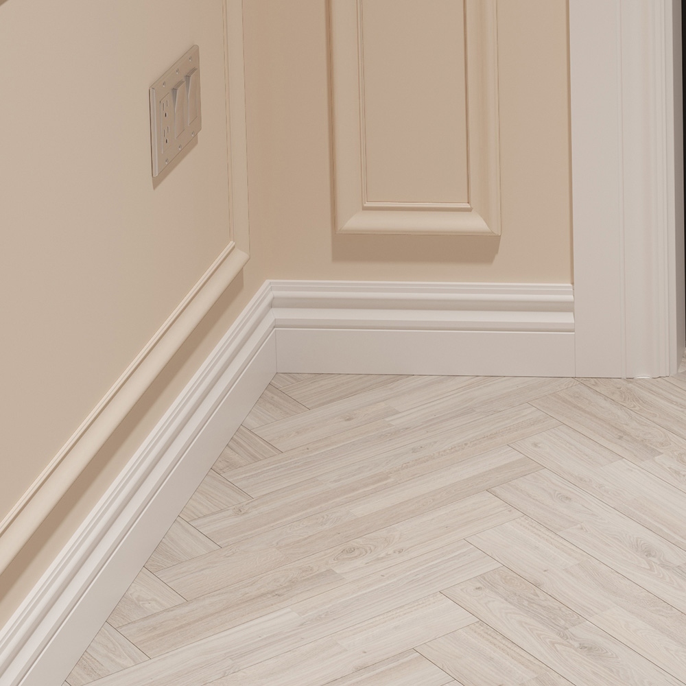 National Skirting White Lisbon Primed Skirting Board 18mm 250 x 3040mm Image 2