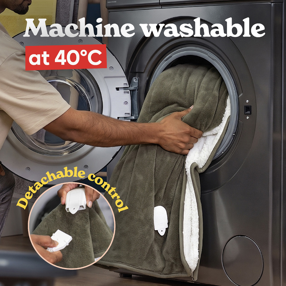 Russell Hobbs Green Sherpa and Microfleece Heated Throw with Controller 130 x 180cm Image 6