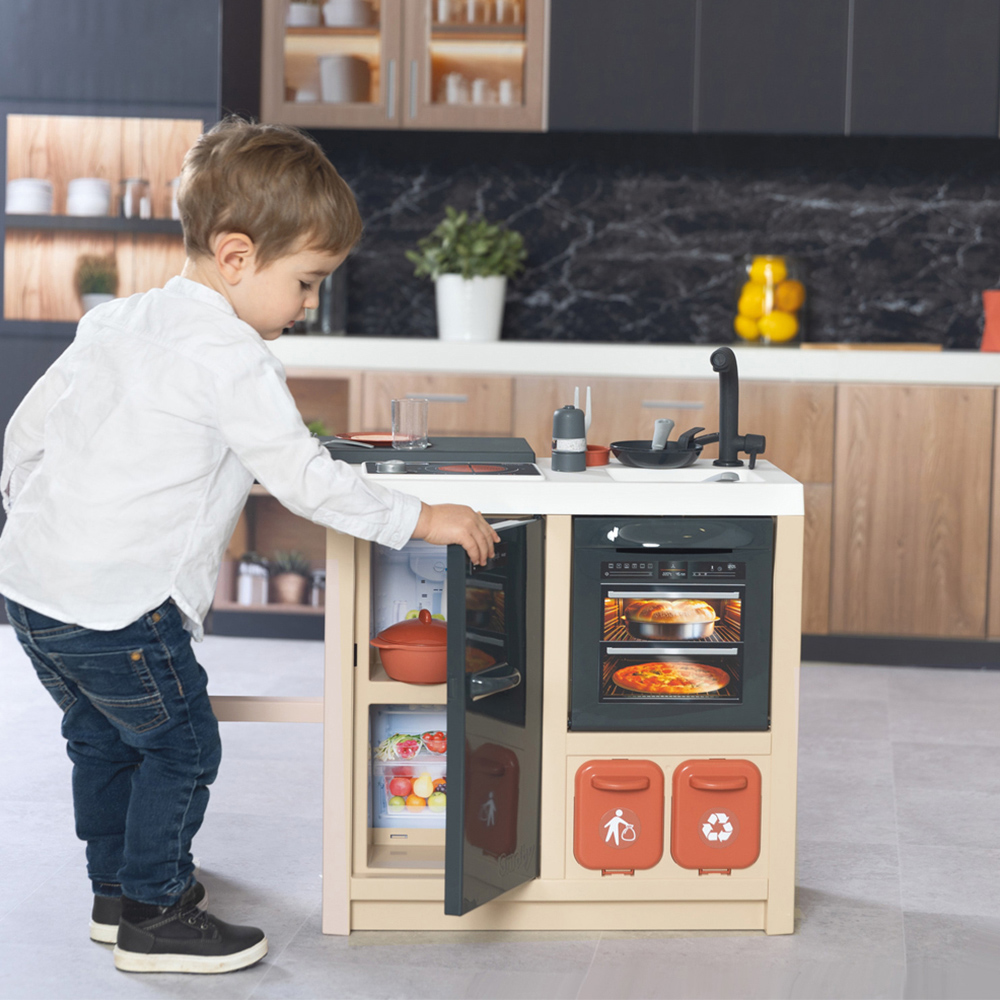 Smoby Kids 2 Drawer 23 Piece Kitchen Island Playset Image 2