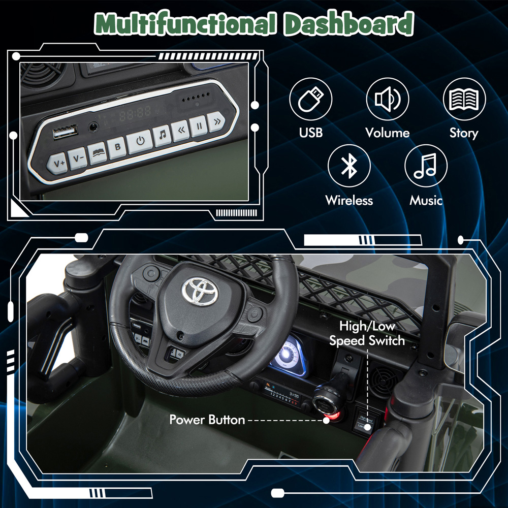Costway Kids Camouflage Licensed Toyota FJ Cruiser Electric Ride On Car with Remote Control 12V Image 6
