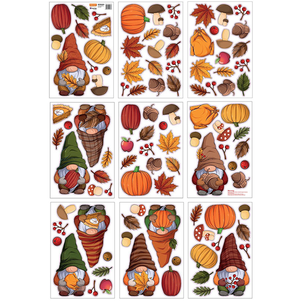 Walplus Halloween 102 Piece Thanksgiving Gnomes and Window Cling Set Image 1