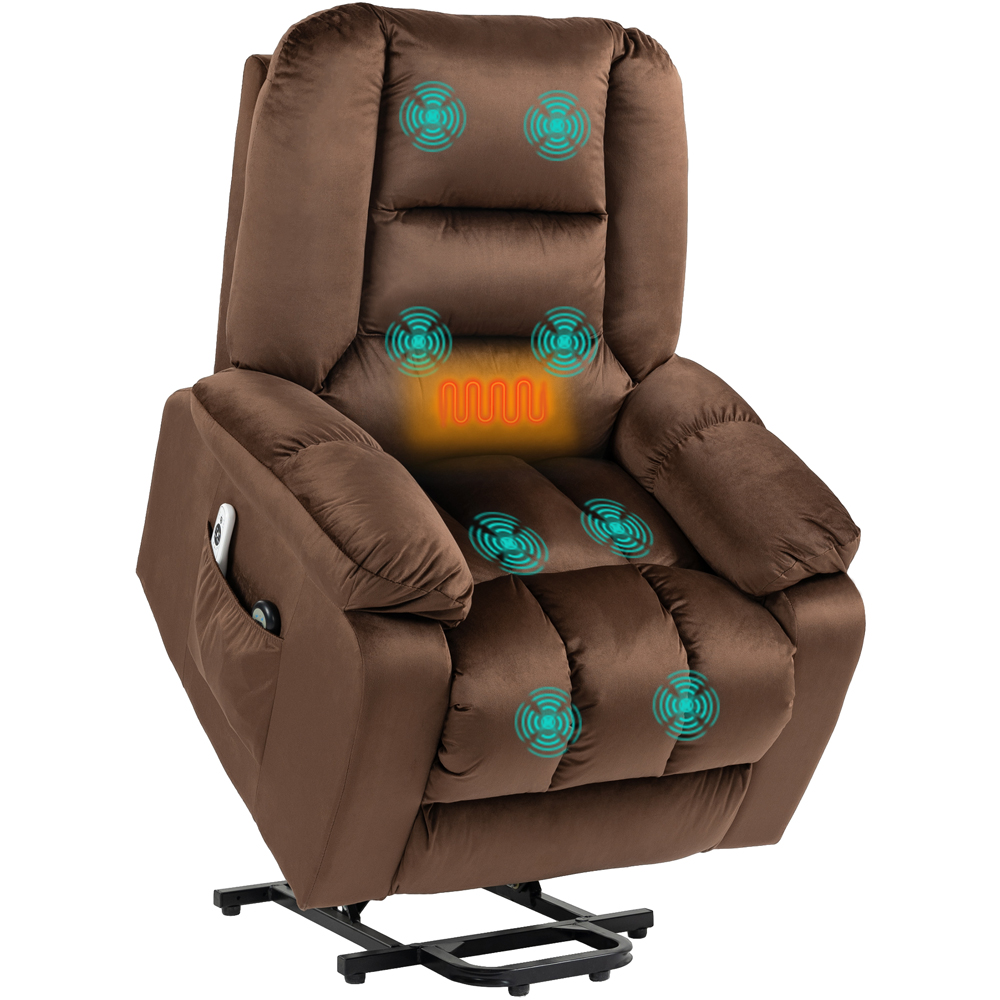 HOMCOM Brown Lift Chair with Vibration Massage and Heat Image 2