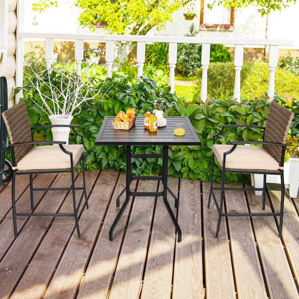 Costway 4 Seater Rattan and Wicker Bar Table and Chair Set Image 4