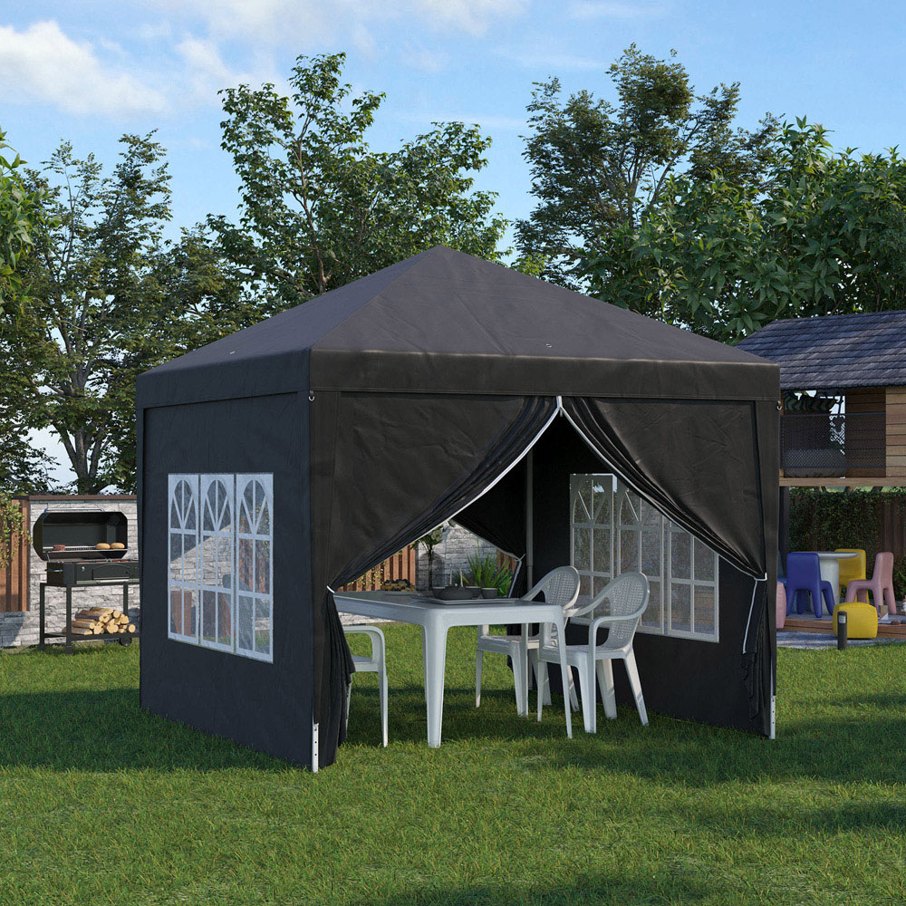 Outsunny 3 x 3m Black Pop Up Water Resistant Camping Party Tent Image 3