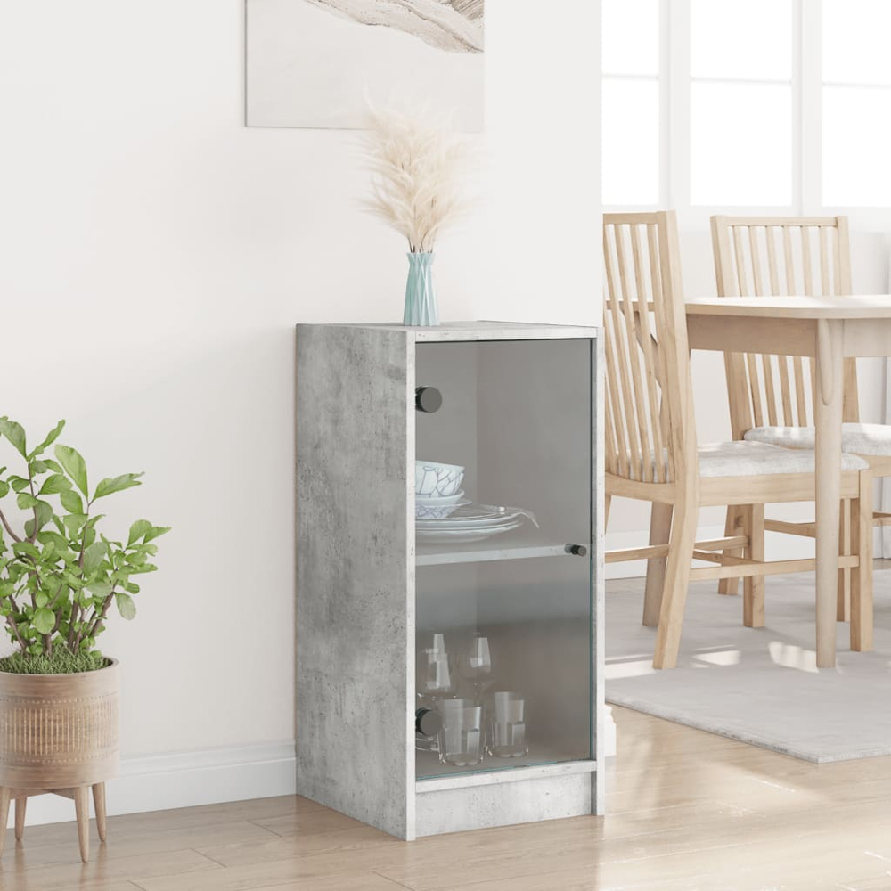 vidaXL Single Door Concrete Grey Side Cabinet Image 9
