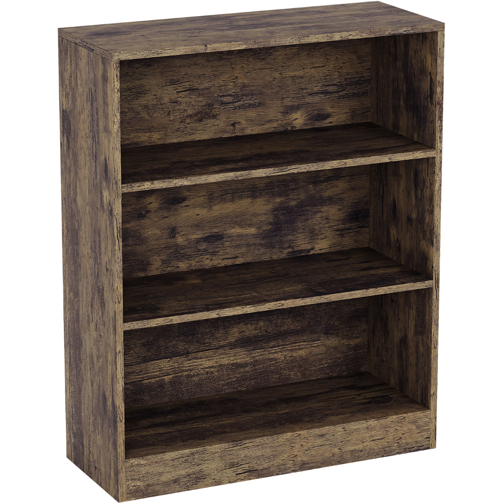 VIDA DESIGNS Cambridge 3 Shelf Dark Wood Low Bookcase Image 2