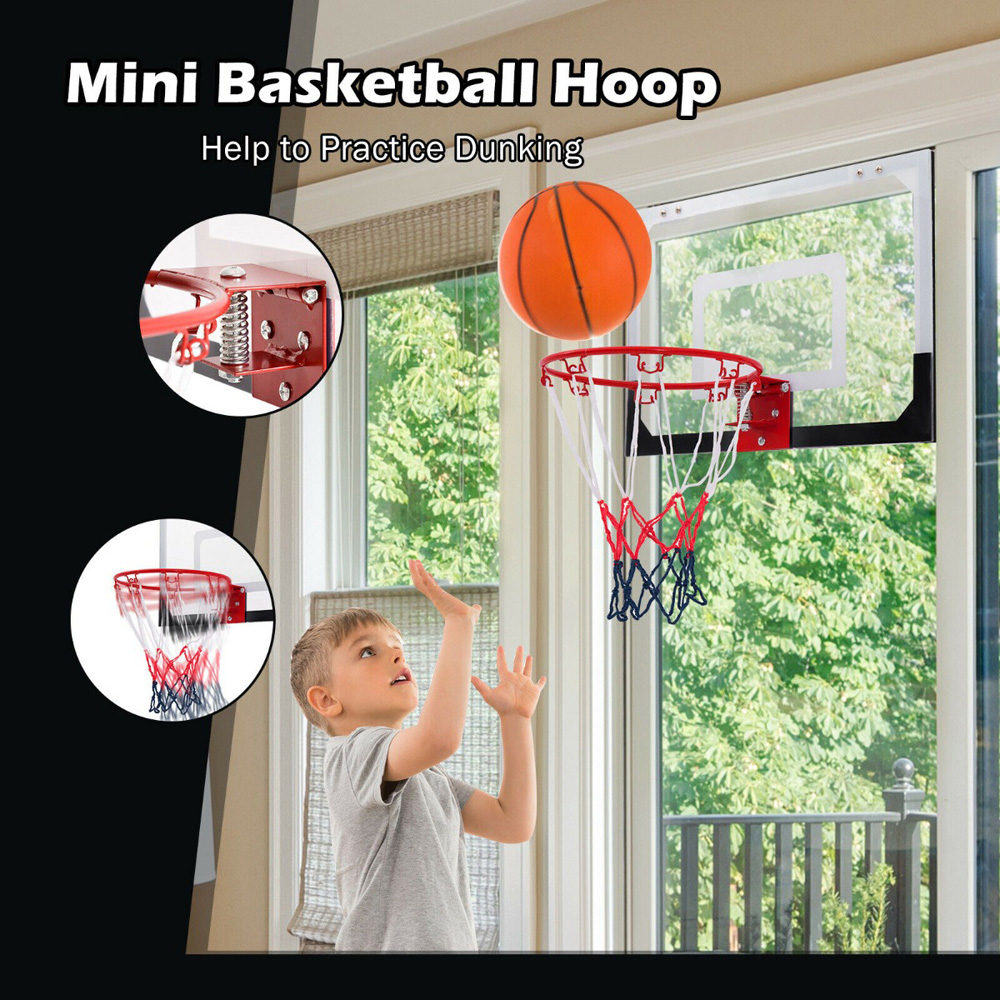 Costway Mini Basketball Hoop with Shatterproof Backboard Image 6