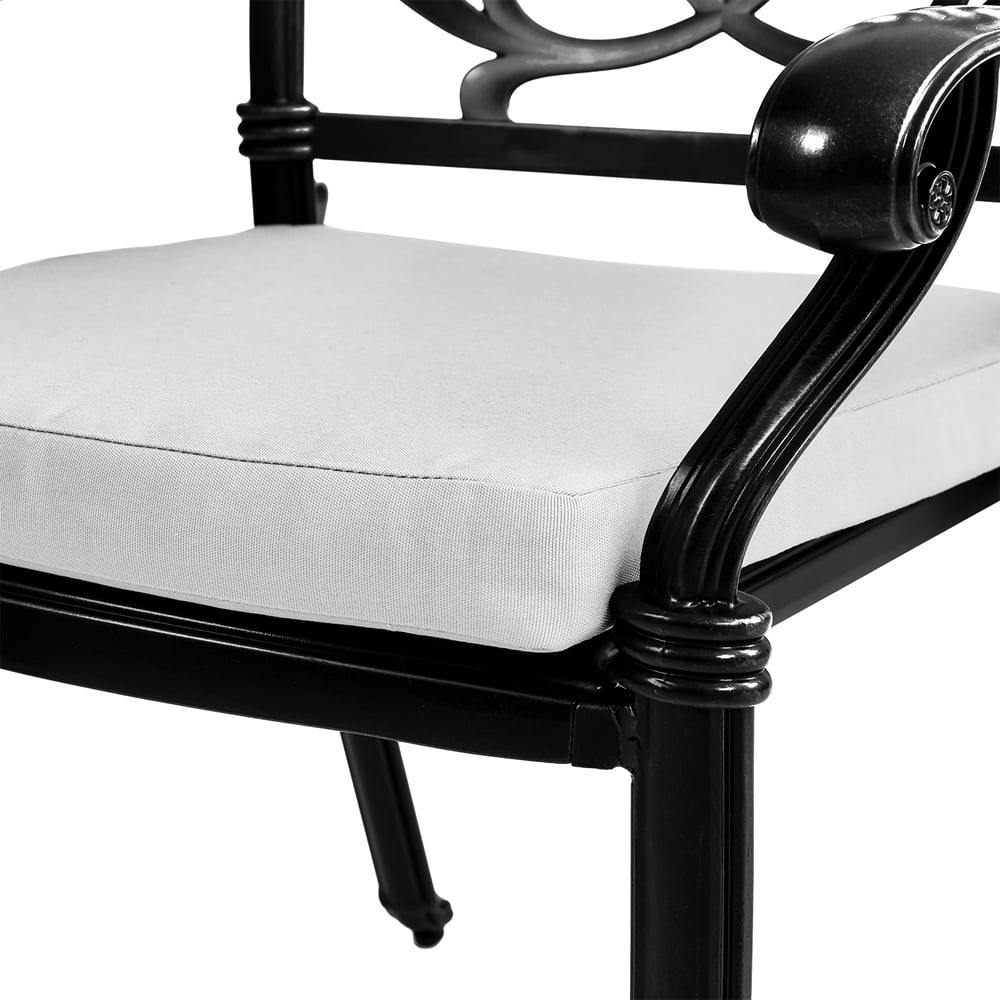 Living and Home Set of 2 Black Cast Aluminium Chairs with Cushions Image 3