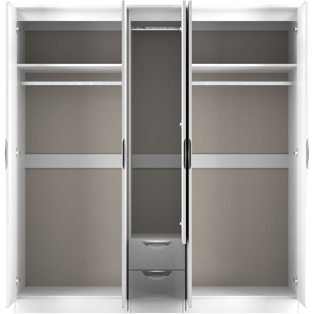 Crowndale Camden 5 Door 2 Drawer White Gloss and White Wardrobe Ready Assembled Image 6