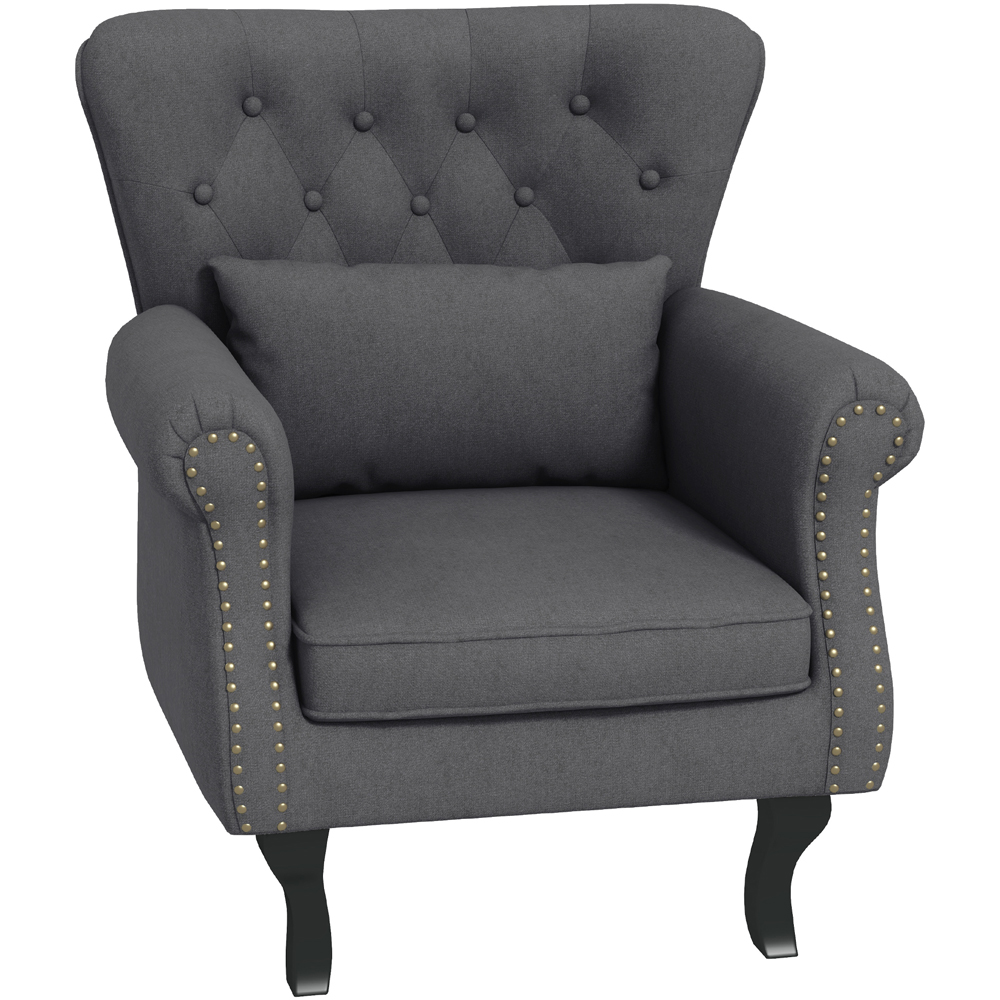 Portland Dark Grey Chesterfield Accent Chair Image 2