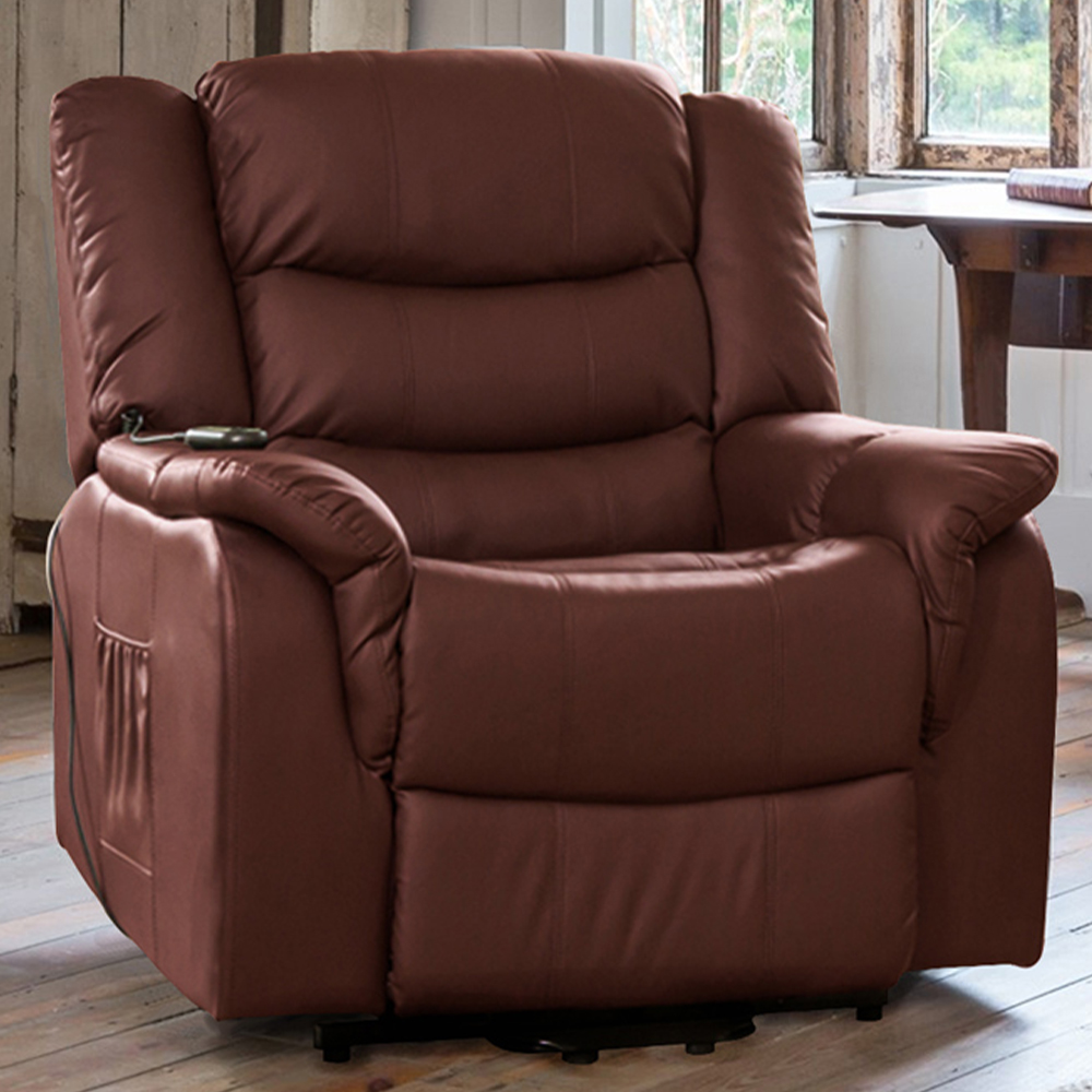 Artemis Home Almeira Burgundy Electric Massage and Heat Riser Recliner Chair Image 1