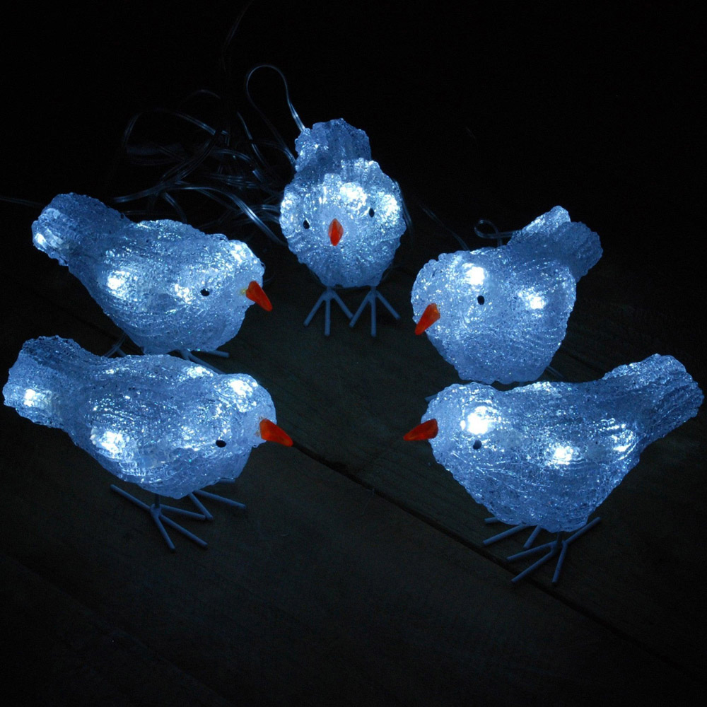 Samuel Alexander Acrylic Birds LED Outdoor Christmas Decoration 16cm 5 Pack Image 6
