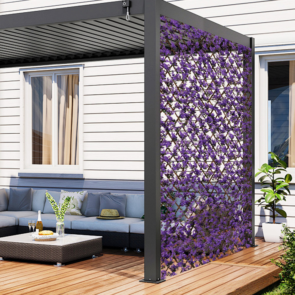 Costway Purple 2.9 x 5.9ft Decorative Fence Panel with Real Willow Frame Image 1