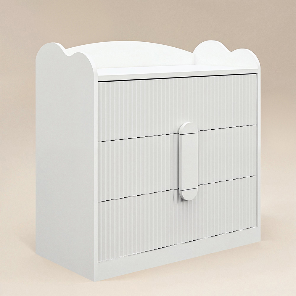 Flair Calista White 3 Drawer Ribbed Chest of Drawers Image 2