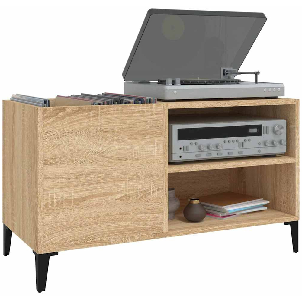 vidaXL 2 Shelf Sonoma Oak Record Cabinet Image 3