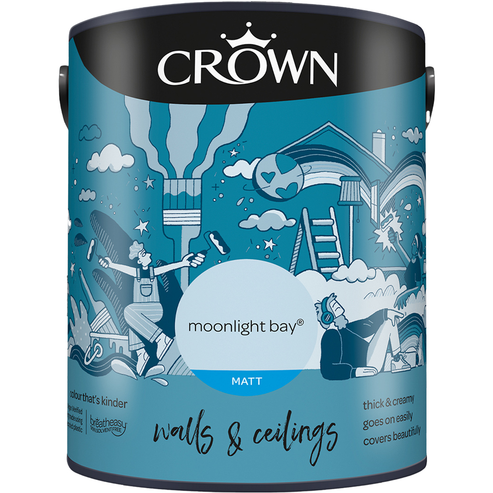 Crown Breatheasy Walls & Ceilings Moonlight Bay Matt Emulsion Paint 5L Image 2