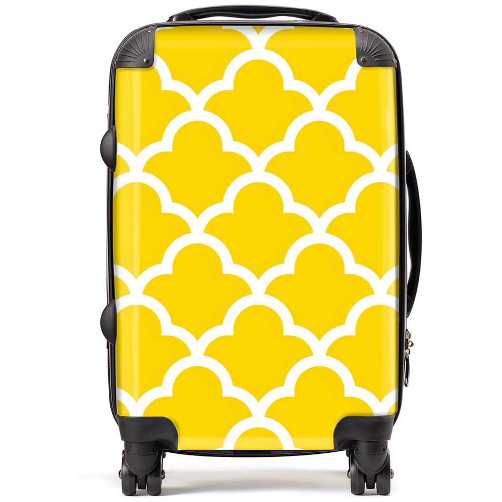 Warren Reed Designer Cabin Geometric Yellow Quatrefoil Wave Suitcase Image 1