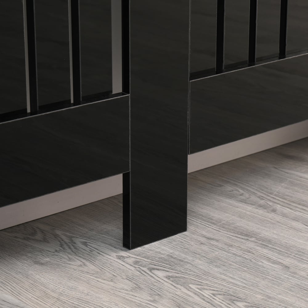 Portland Vertical Slat High Gloss Black Radiator Cover Large Image 5