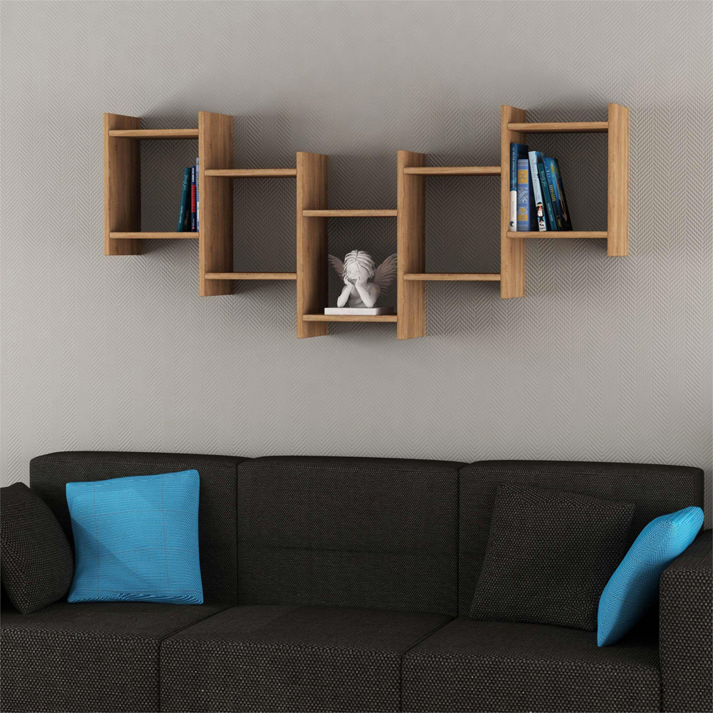 Decortie Bat Oak Modern Floating Shelf Image 3