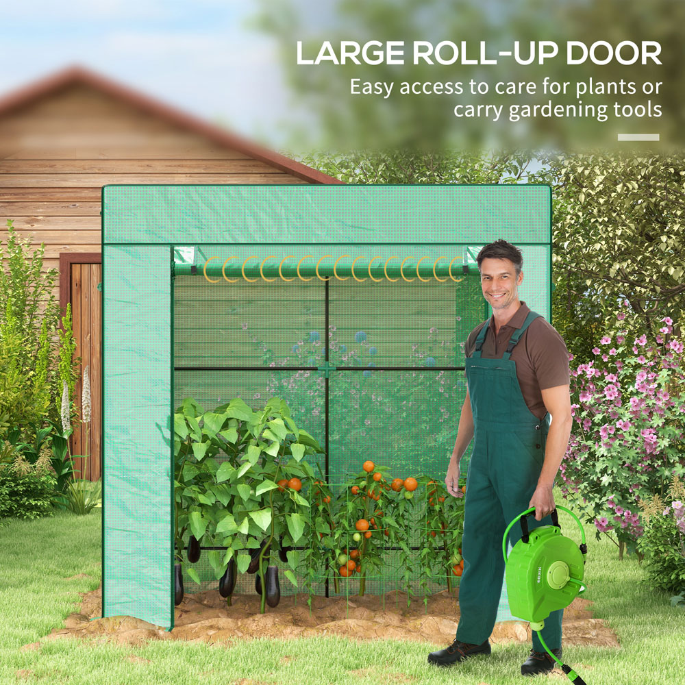 Outsunny Green PE 6 x 6ft Walk In Greenhouse Image 5