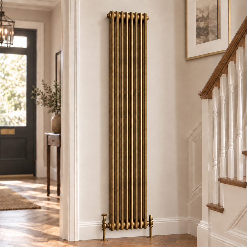 Go Bathrooms Clarence Antique Brass 2 Column Radiator 1800 x 380mm Image 2