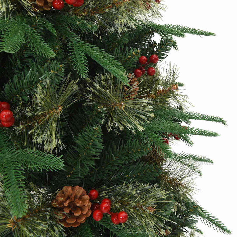 vidaXL Pre-Lit Red Baubles Green Artificial Hinged Christmas Tree 5ft Image 7