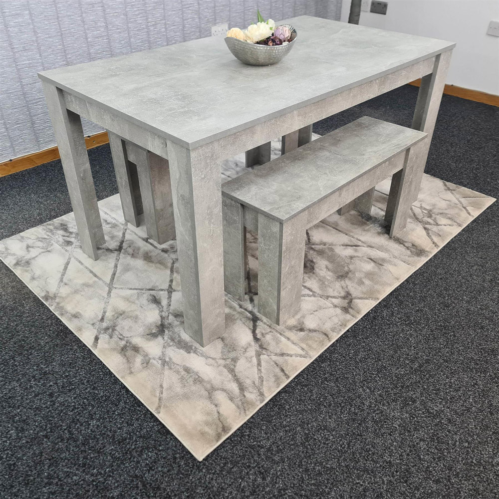 Portland 4 Seater Bench Dining Set Stone Grey Image 6