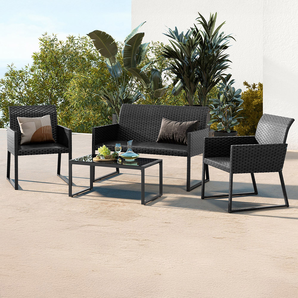 Costway 4 Seater Wicker Patio Furniture Set Image 1