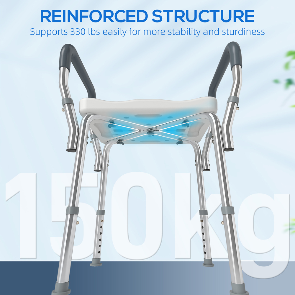 HOMCOM Grey Aluminium Height Adjustable Bath Chair Image 6