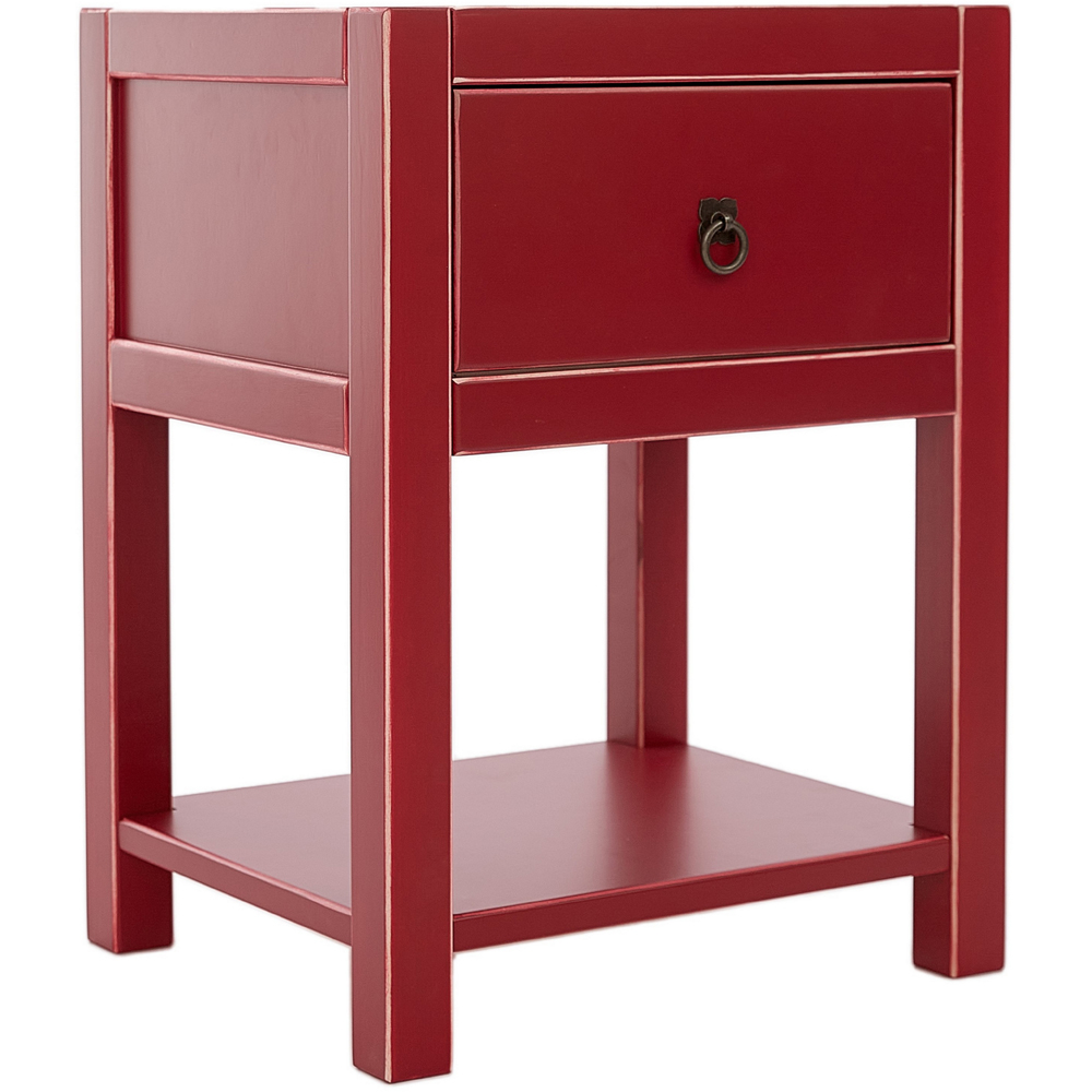 Sino Single Drawer Red Bedside Table Image 2