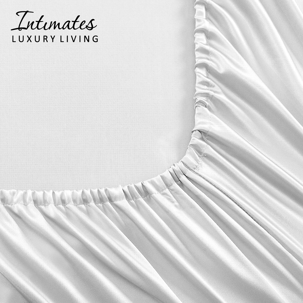 Intimates Super King Size White Satin Bedding Set Image 4