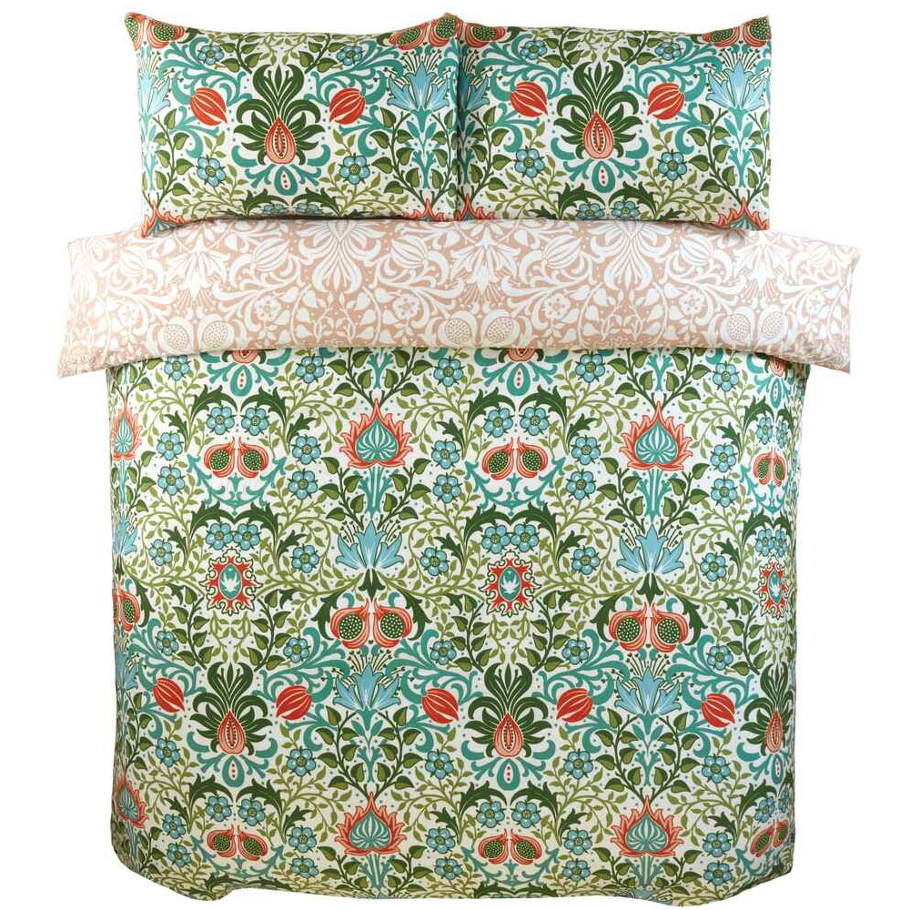 Serene Heritage Flora Single Multicolour Microfibre Fabric Reversible Duvet Cover Set Image 2