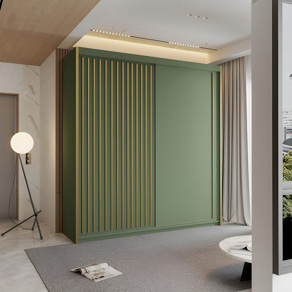 Sliding Wardrobes 4U Pesto 2 Sliding Door Green Modern Wardrobe Image 4