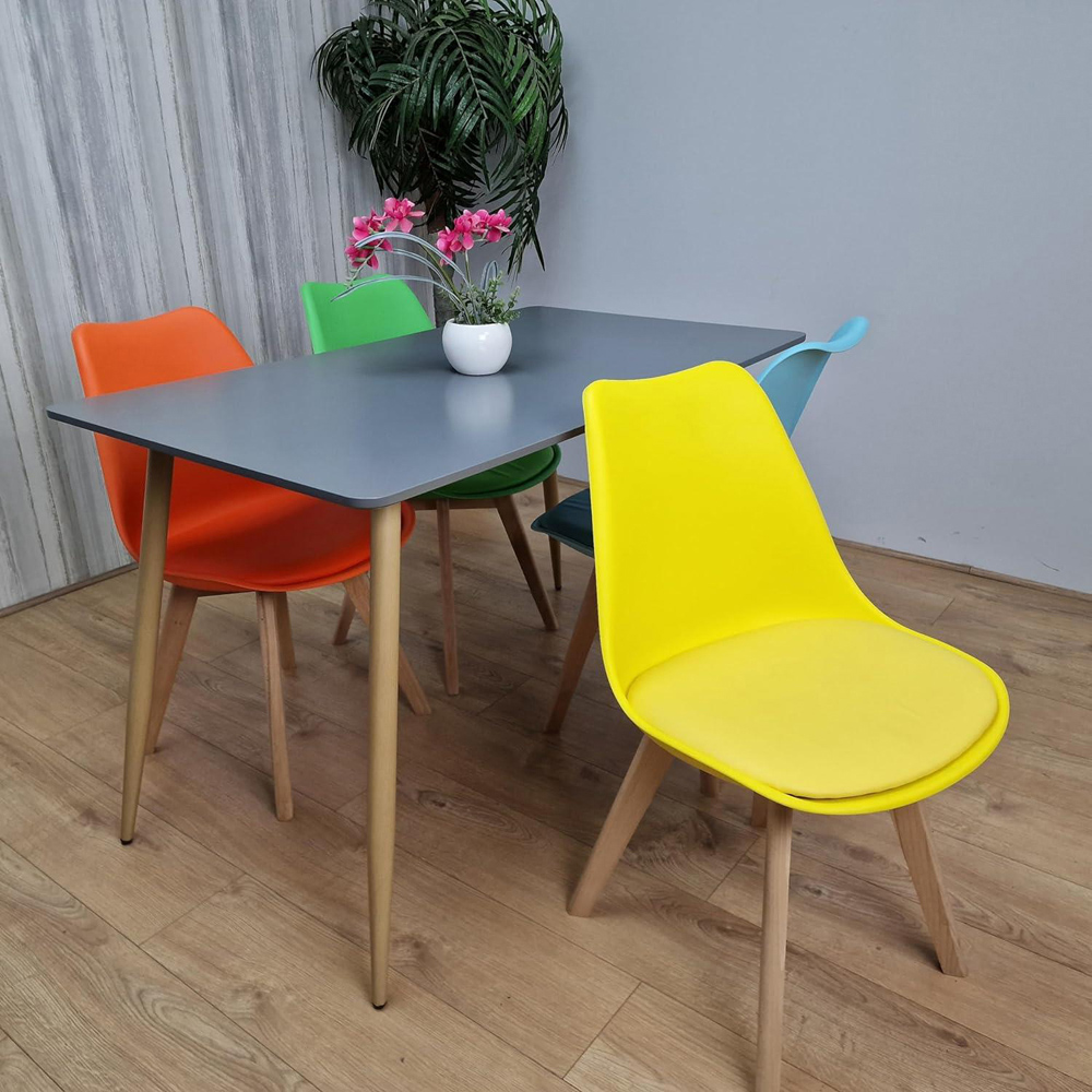 Kosy Koala 4 Seater Plastic and Faux Leather Dining Set Multicolour Image 4