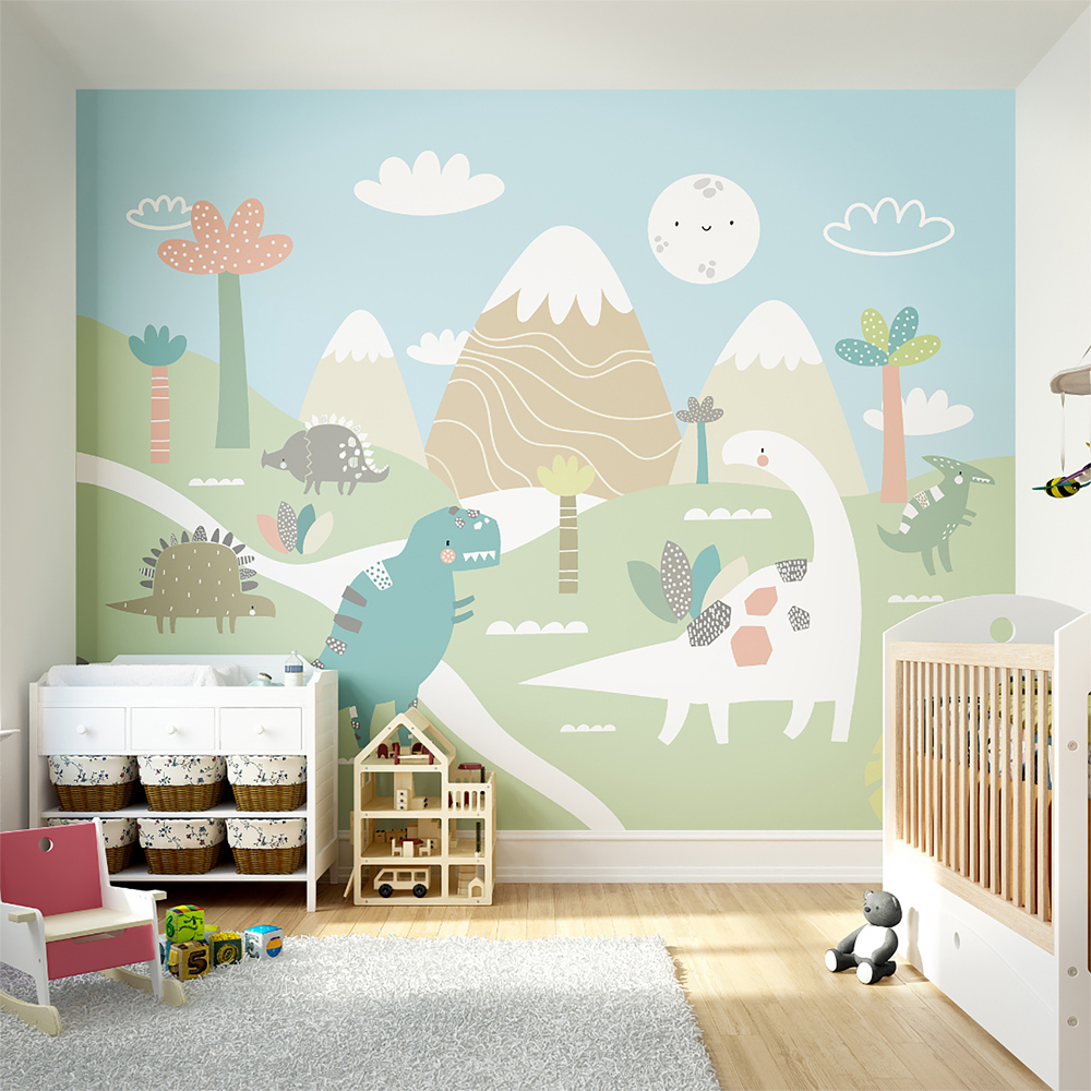 Origin Murals Dinosaur Land Green Wall Mural Image 1