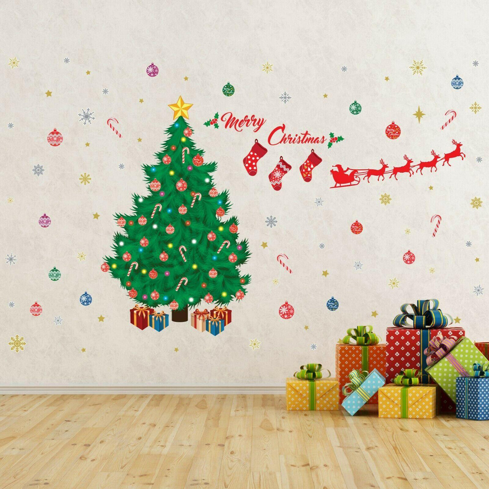 Walplus Merry Christmas Greeting with Christmas Tree Self Adhesive Wall Sticker Image 2
