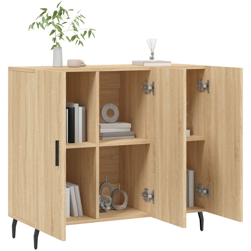 vidaXL 3 Door Sonoma Oak Sideboard with Metal Legs Image 4