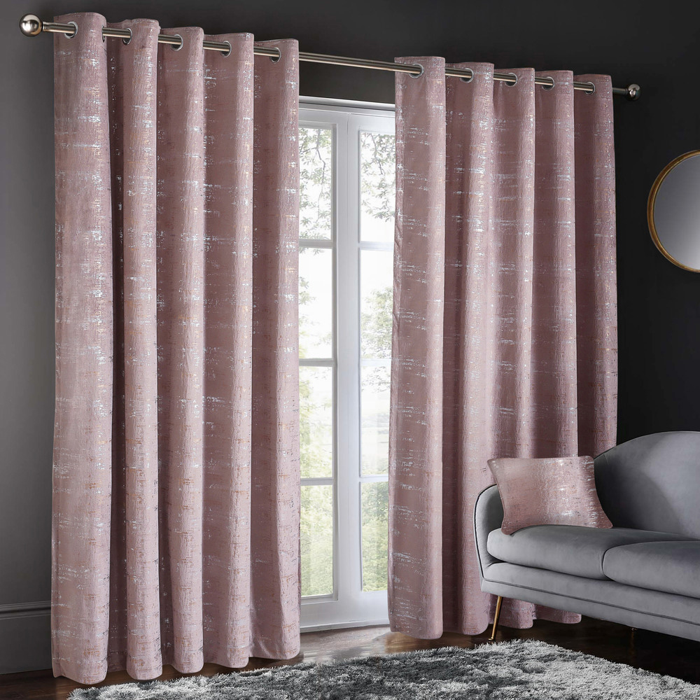 Intimates Warwick Dusky Metallic Velvet Eyelet Curtains 168 x 223cm Image 1