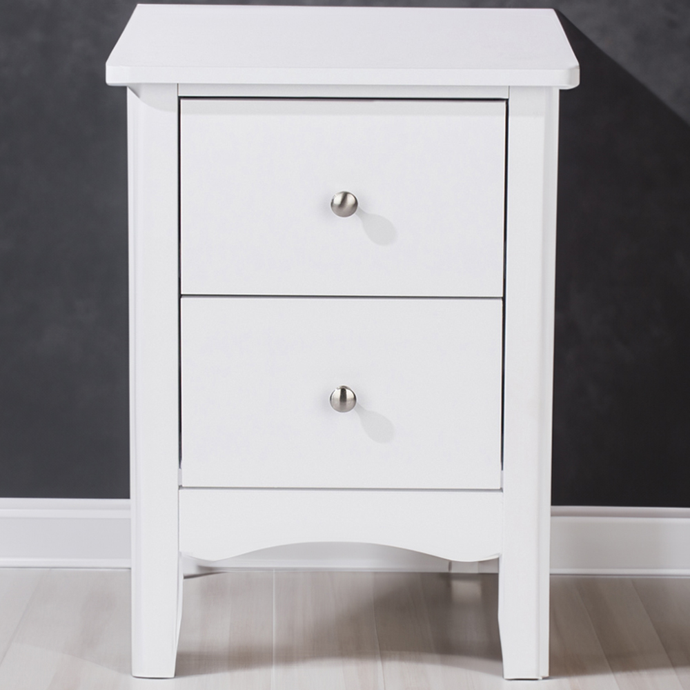 Como 2 Drawer White Bedside Table Image 1