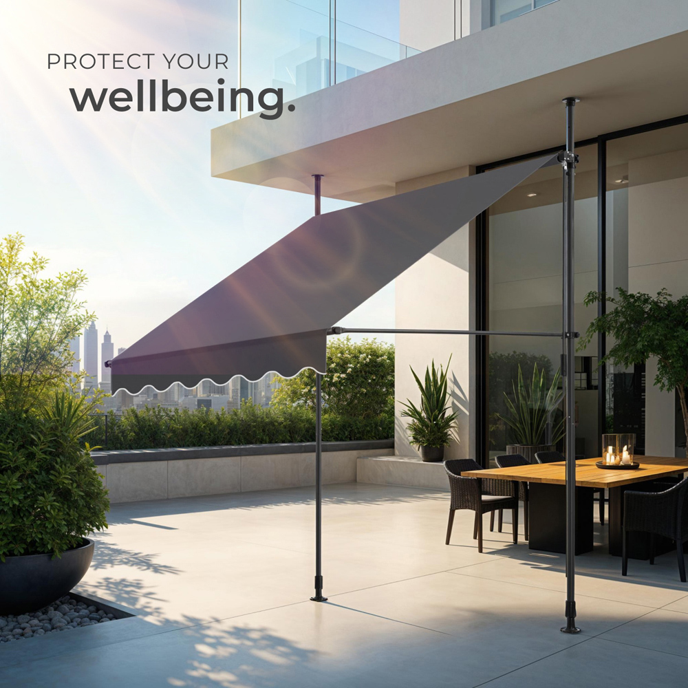 tectake Black and Grey Retractable Awning 1.5 x 1.8m Image 7