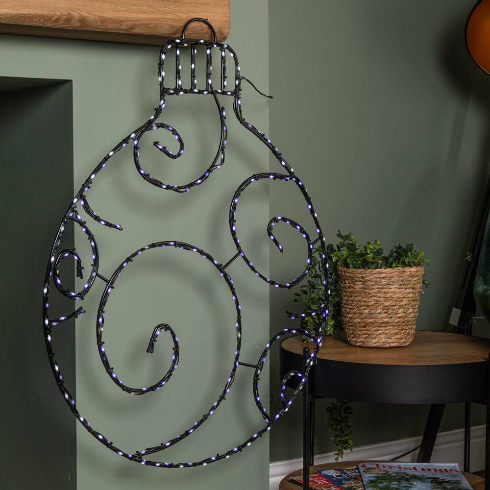 Samuel Alexander Blue and White LED Metal Hanging Christmas Bauble Silhouette 78cm Image 4