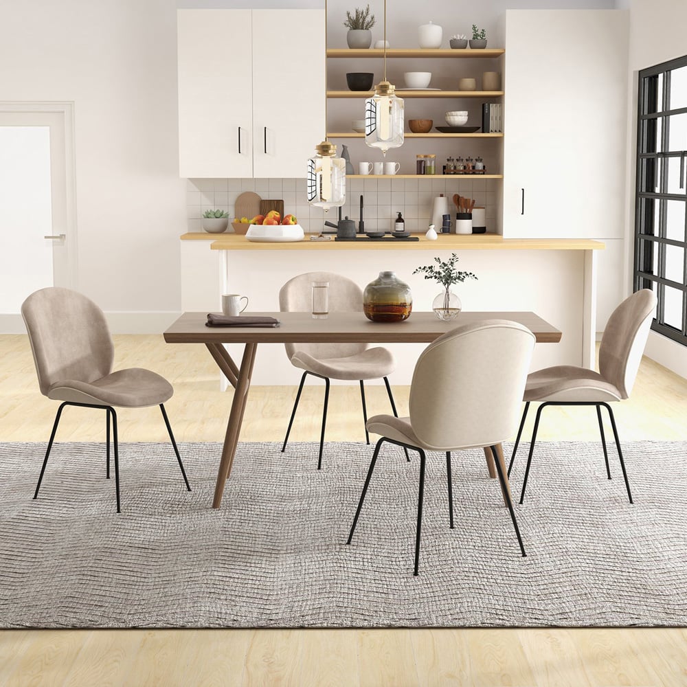Costway Set of 2 Coffee Velvet Dining Chairs Image 4