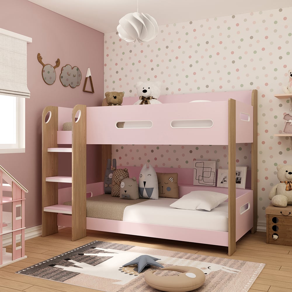 Kudl Pink and Oak Bunk Bed Image 3