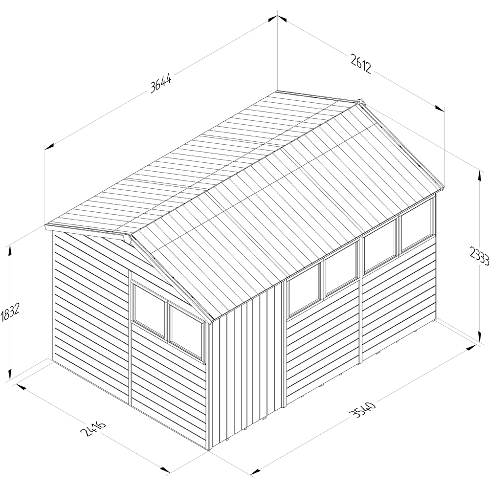 Forest Garden Timberdale 12 x 8ft Single Opening Tongue and Groove Reverse Apex Garden Shed Image 9