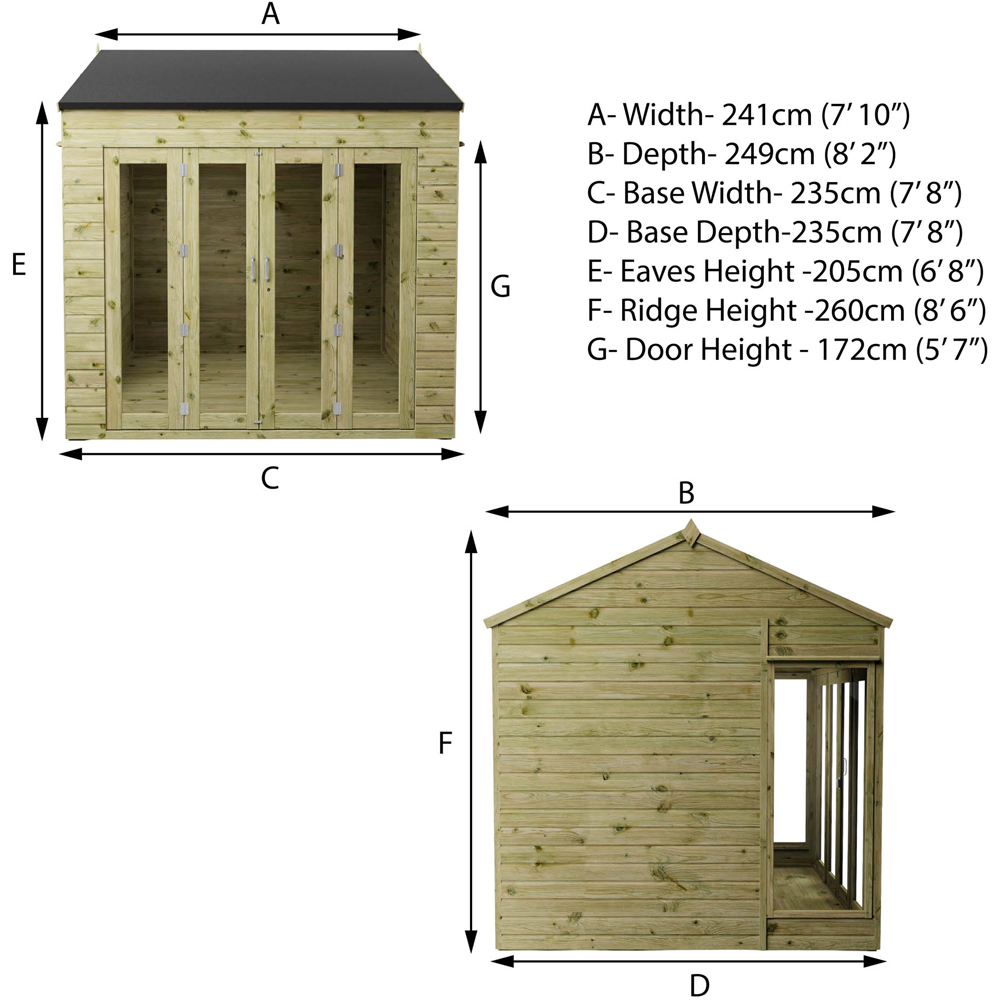 Mercia 8 x 8ft Double Door Vermont Summerhouse Image 9