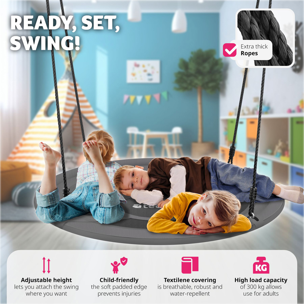tectake Adjustable and Strong Suspension Swing 300kg 100 x 100cm Image 3