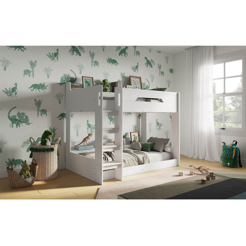 Flair Gravity White Low Bunk Bed with Shelves Image 5