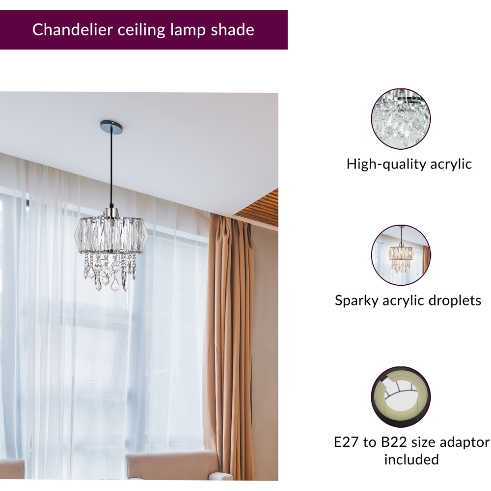 Innoteck Prismatic Drum Shade Acrylic Crystal Ceiling Chandelier Light Image 4