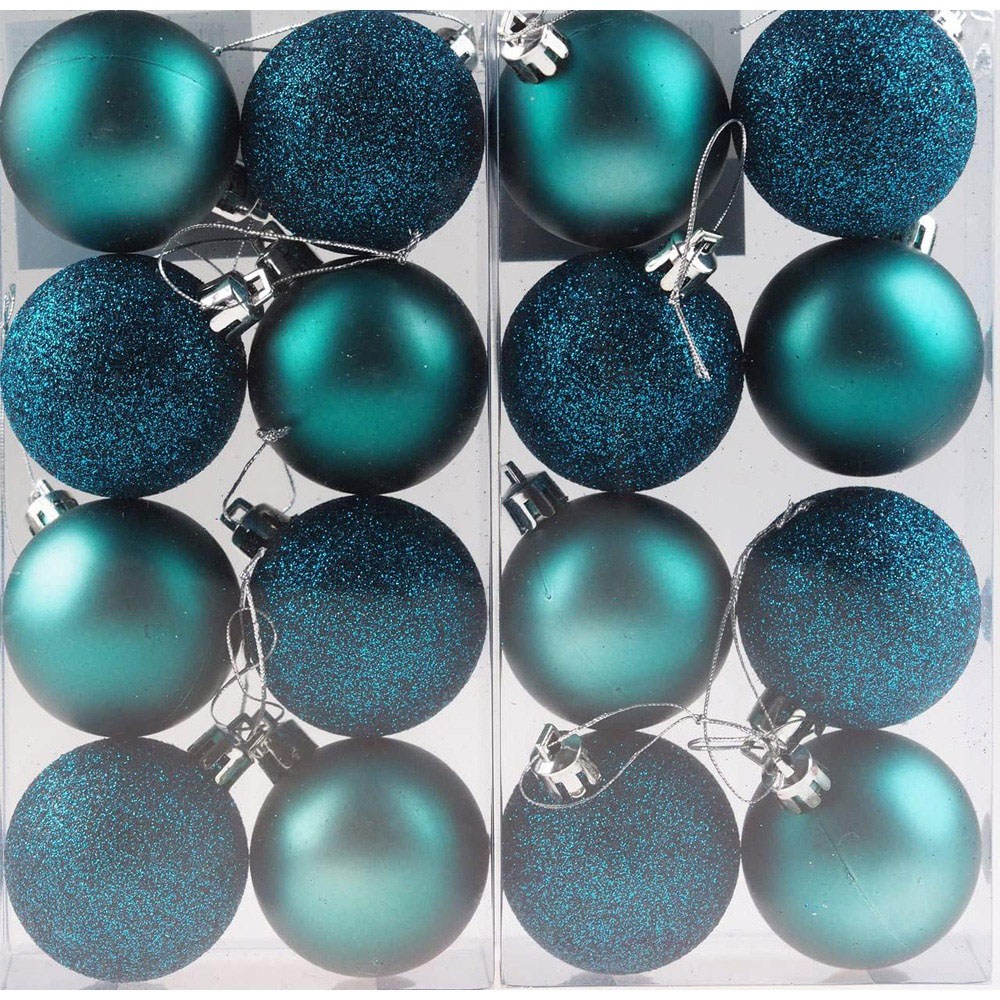 Shatchi 10cm Teal Blue Shatterproof Christmas Bauble 3 Pack Image 3