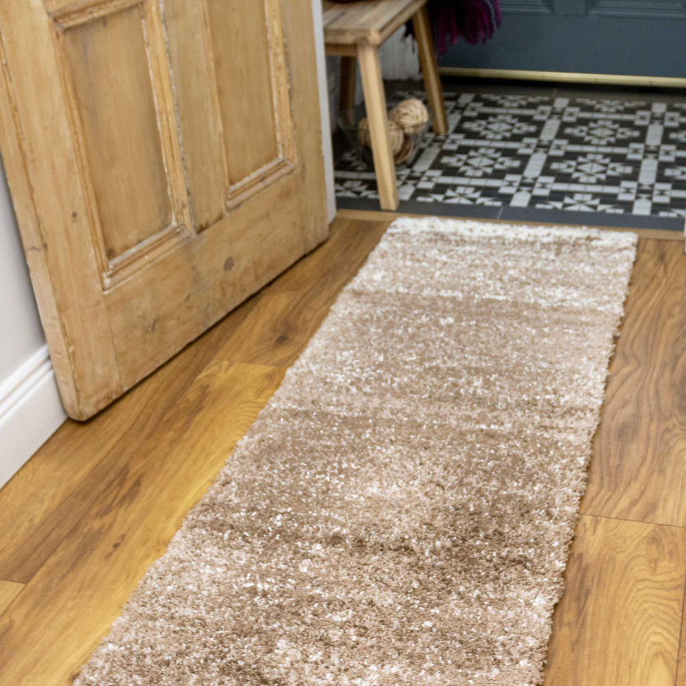Kukoon Alder Stripe Beige Shaggy Rug 60 x 240cm Image 3